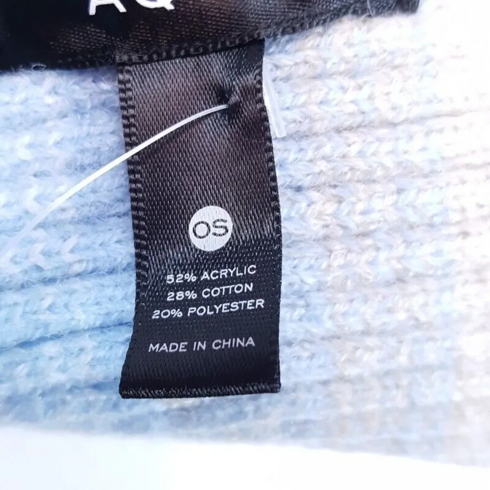 AQUA Scarf Womens Blue Stripe Ombre Hooded Wrap Around Heavy Chunky Knit $108